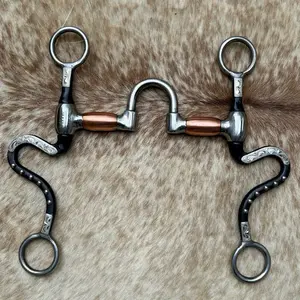 Antiqued Brown Western 5” Correction Mouth Horse Bit Engraved German Silver