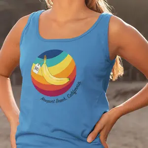 Newport Beach Banana Tank Top - Minimalist Illustration, Relaxed Fit, 100% Ringspun Cotton, OEKO-TEX Certified, Perfect for Beach Days & Casual Wear, Original Souki Pop Design