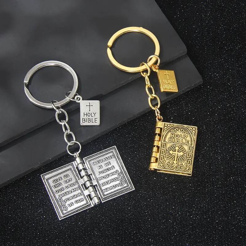 Unisex Alloy Bible Book Design Metal Keychain, Stylish Charm Unisex Accessory for Bag, Car Key Decor, Exquisite Fashion All-match Keychain
