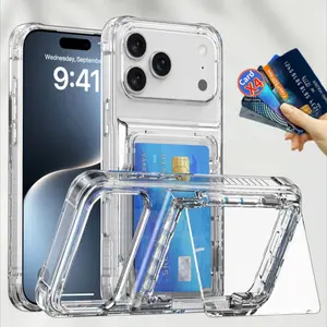 Wallet Phone Case for iPhone 17 Pro Max / Air / 17 Pro Capa Clear Case with Credit Card Holder ID Card Slots Design Shockproof Cover for iPhone 17 Pro Max 17Pro Air 17promax Funda Coque