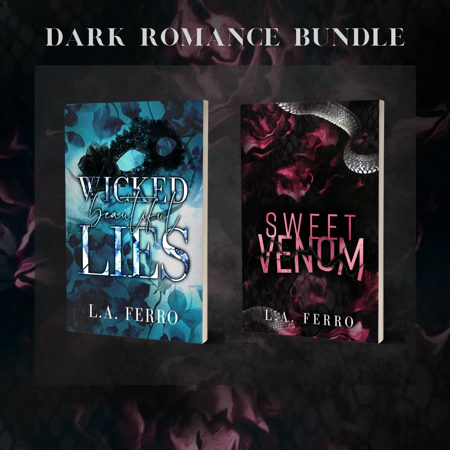 Dark Romance Book Bundle with Character Art and Bookmarks - Sweet Venom and Wicked Beautiful Lies
