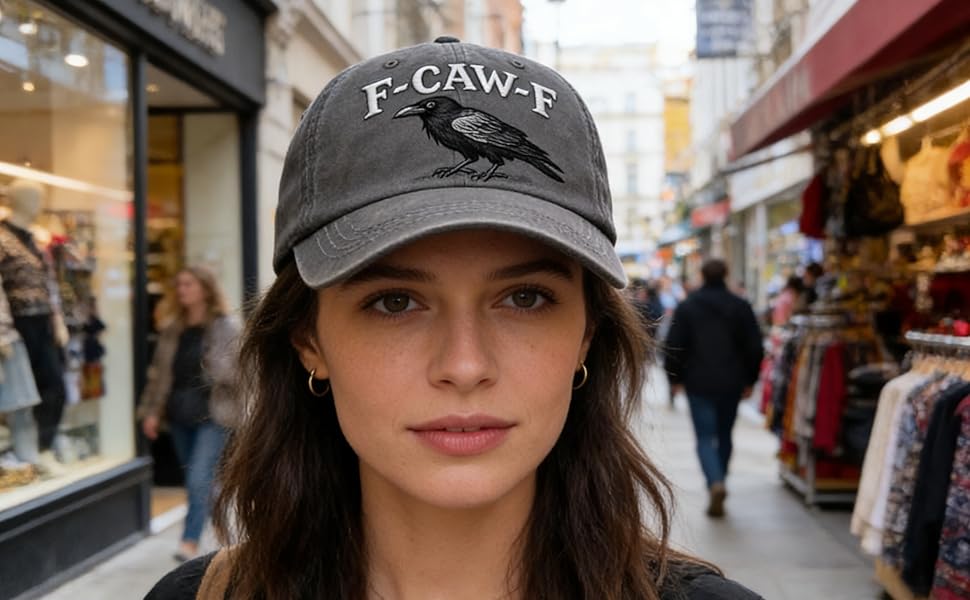 F Caw F Hat, F-Caw-F Hat Fcawf Cawf Bird Cap, Embroidered Adjustable Hats Soft Washed Baseball Caps