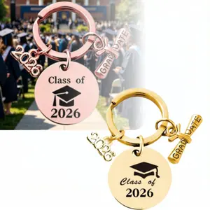 Class of 2026 Graduation Keychain Gold Rose Gold Alloy Keyring for Keys Backpack Phone Accessories Graduation Gift for Students
