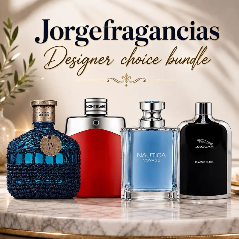 Mega Bundle of Montblanc Red, John Varvatos Blue, Nautica, and Jaguar 3.4 Oz EDT Sprays (Each Bottle 3.4 Oz)