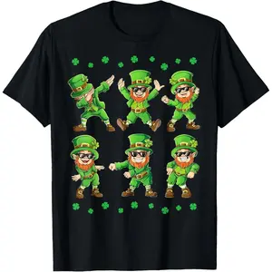Dancing Leprechauns St Patrick's Day Boys Girls Men Dabbing T-Shirt Small