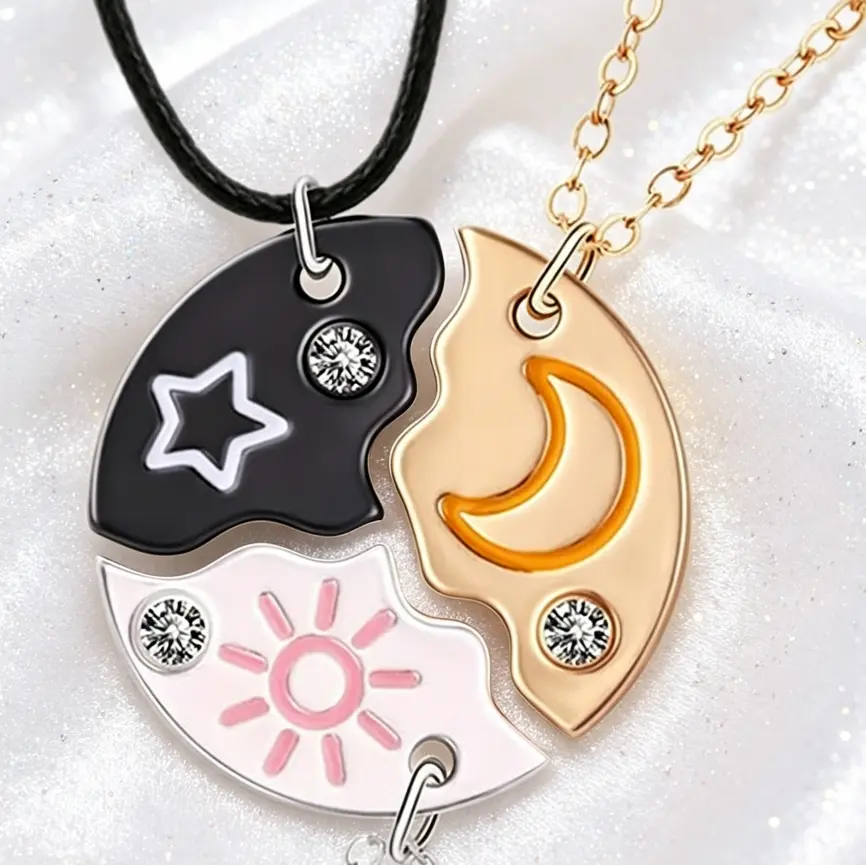 Star Moon Sun Necklaces, BFF Necklaces for 3 Best Friend Sister Friendship Jewelry Star Moon Sun Necklaces, BFF Necklaces for 3 Best Friend Sister Friendship Jewelry