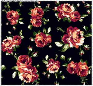 Crepe Techno Printed Edel Rose Floral Fabric by the Yard Stretch Crepe Prom Dress Sewing Material