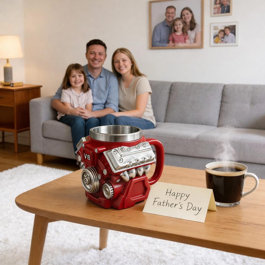 Engine-Inspired Novelty Coffee Mug – Fun Car Culture Desk Decor Drinkware for Garage, Office & Gaming Setup | Cool Gift for Him, Dad & Car Lovers