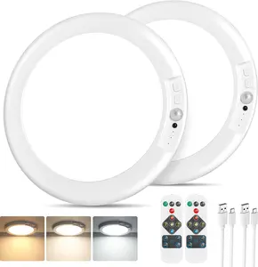 2Pcs Gotopceed Rechargeable Motion Sensor Ceiling Light with Remote - Magnetic Wireless Ceiling Light Battery Powered for Closet Shower Stairs Shed Hallway ect