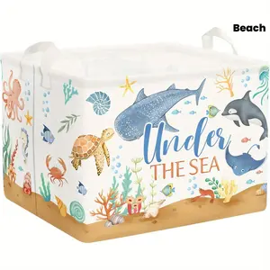 Clastyle Fish Sea Turtle Basket Ocean Coral Seaweed Starfish Book Shelf Basket Beach Towel Storage Bin Large Dirty Clothes Laundry Hamper, Crab, Shelf Baskets