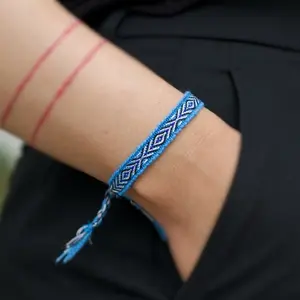 Ultra Blue Boho Woven Bracelet, Slim Bracelet, Textile Cloth Bracelet, Folk, Hippie Bracelet, Arrow Bracelet, Gift, Minimalist, Granola Girl