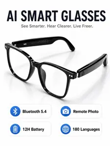 180 Languages Translation Smart Glasses for Men and Women, Bluetooth Fashion Eyewear with 12H Battery Life and Remote Photo Control for Outdoor Travel, Street Photos and Outfit Styling