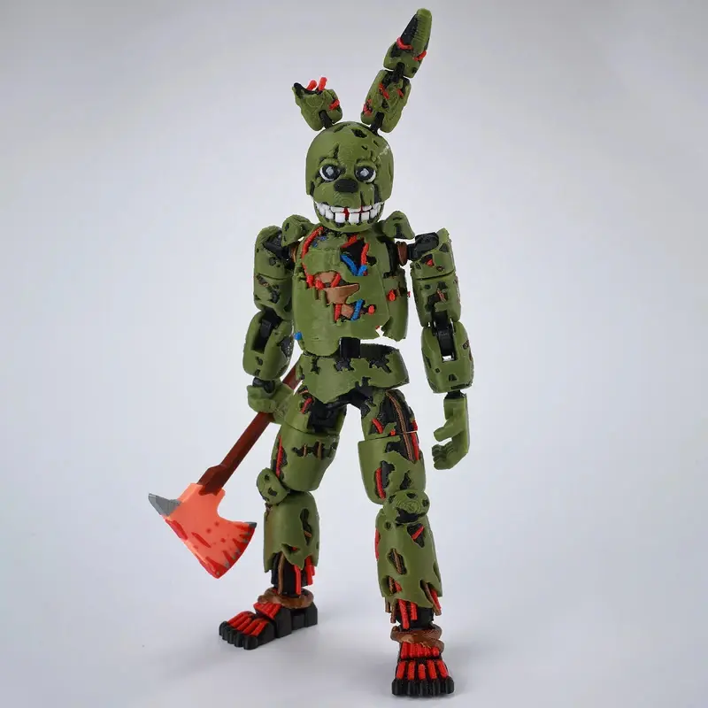 3D Printed FNAF Freddy Fazbear's Pizza Springtrap Small Action Figurine Set - Lucky13, Dummy13, Titan13 Anime Model Ornaments, Collectible Gifts for Hobby Enthusiasts