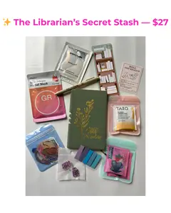 The Librarians Secret Stash- Bookless Bundle with Librarian Curated Bookish Surprise Items Self-Care Accessories and Personalized Intention Card Daily Guided Journal Travel Diary Notebook