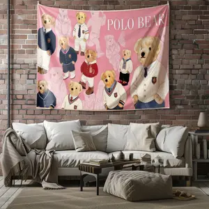 Trendy Teddy Bear Patterned Tapestry, Fashionable Room Flag, Unique Wall Art In Living Room And Bedroom, Soft And Durable Suitable For Children And Adults' Daily Holiday Birthday Gifts, Bedroom Decorations