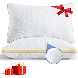 Pillows  Size Set of 2, Luxury Hotel Quality  Pillows for Sleeping 2 Pack, Cooling Soft Down Alternative Gusseted Bed Pillow, Comfortable and Supportive, Machine Washable