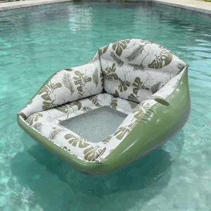 Tropical Adult Inflatable Water Sofa Float Pool with Cup Holder, Minimalist Design Pool Chair, 3-In-1 Inflatable Pool Toy, Outdoor Use