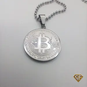 Silver BITCOIN Neclace | Steel Necklace, Cryptocurrency Pendant Chain, Crypto, Crypto Bro Gift, To the Moon, Hodl, digital gold bitcoin maxi, Ethereum XRP