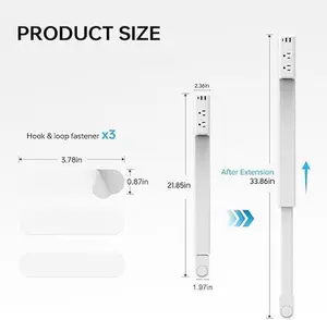 Rotatable Extendable Outlet Extender Strip with USB-A & USB-C Fast Charging Ports + 2 AC Outlets, 22–34 Inch Telescopic Cord, 180° Swivel Plug for Hard-to-Reach Wall Sockets, Ideal for Nightstands, Sofas, Beds & Desks
