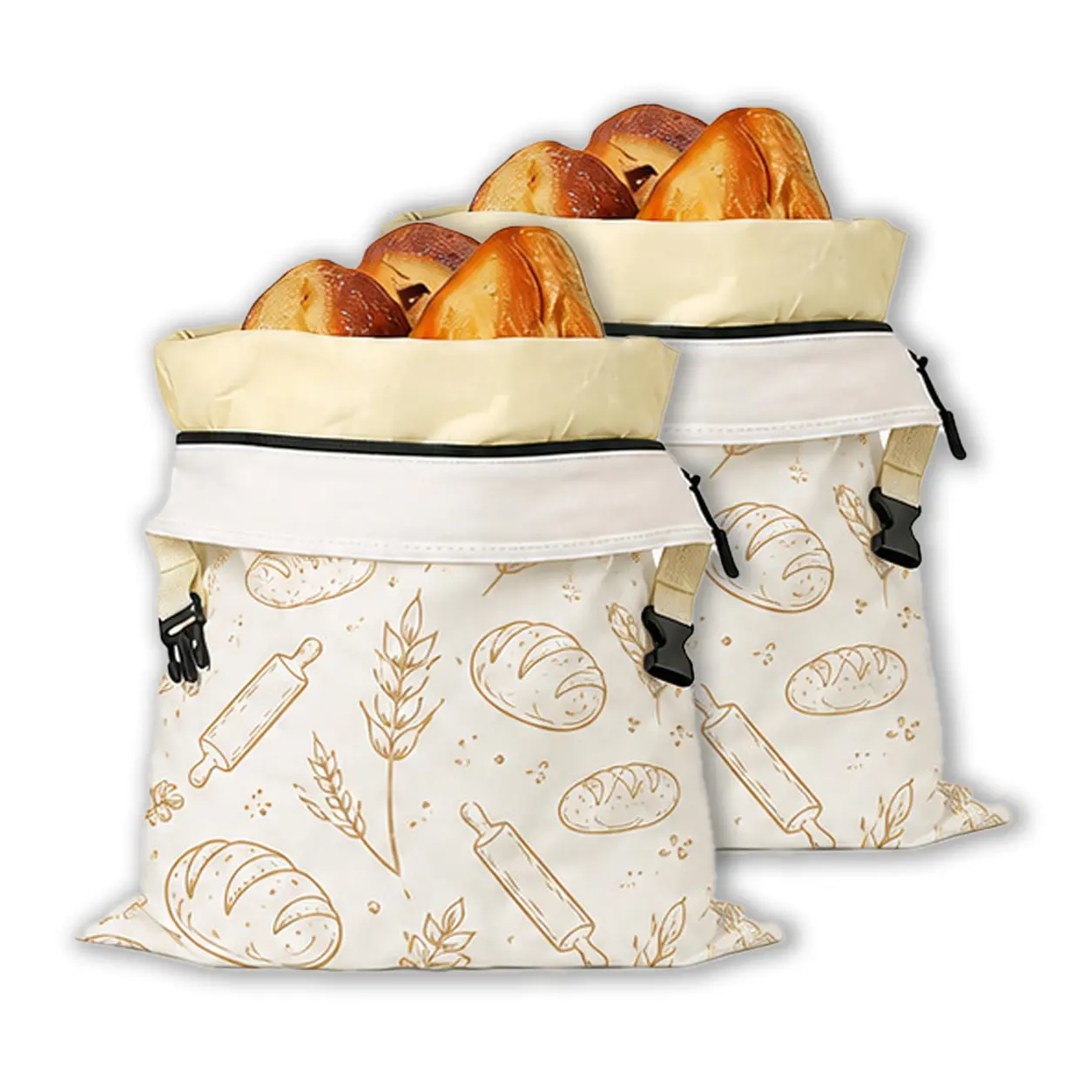 2 Pack Cotton Beeswax Bread Bags for Sourdough,Reusable Organic Linen Beeswax Bread Bag,Freezer Safe, Eco-Friendly Organic Storage for Homemade Bread & Artisan Loaves
