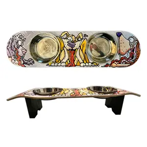 Elevated Anti-Vomiting Pet Feeding Station - Dog Skateboard Skatebowl Feeding Station - perfect gifts for pet