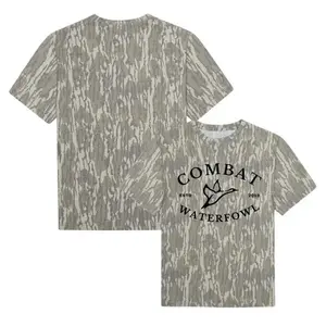 Combat Waterfowl Bottomland Camo Tee - Original Stretchy T-Shirt for Men, 3D Camo Style T-Shirt, Fanmade Design, Mossy Oak Camo Shirt,, Gift For Men