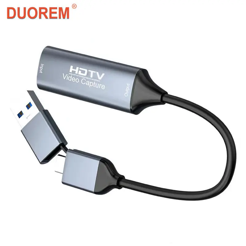 Video Capture Card, USB 3.0 HDMI Hdtv to USB-C/a Video Recording Card, Supports 4K Input, 2k 30hz Capture, Compatible with Switch, Ps5, Xbox, TV Stick