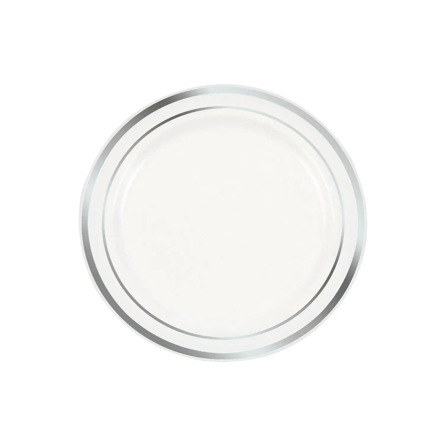 Disposable Premium White Plastic Dessert Plates with Silver Trim - 25 Ct, Elegant and Graceful Presentation for Wedding, Party (Home & Festive Supplies)