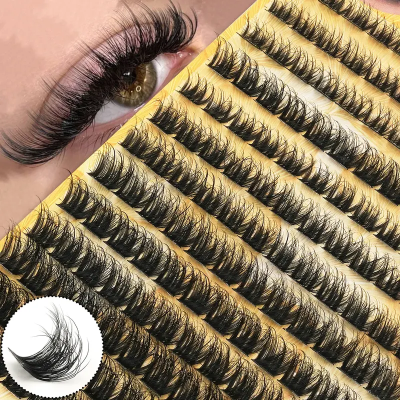156 Pcs Mixed Size False Eyelashes, Reusable D Curl Dense Eyelashes Kit Set, Lightweight Travel Case, Beginner Friendly, Natural Look, Makeup, False Eyelash Clusters