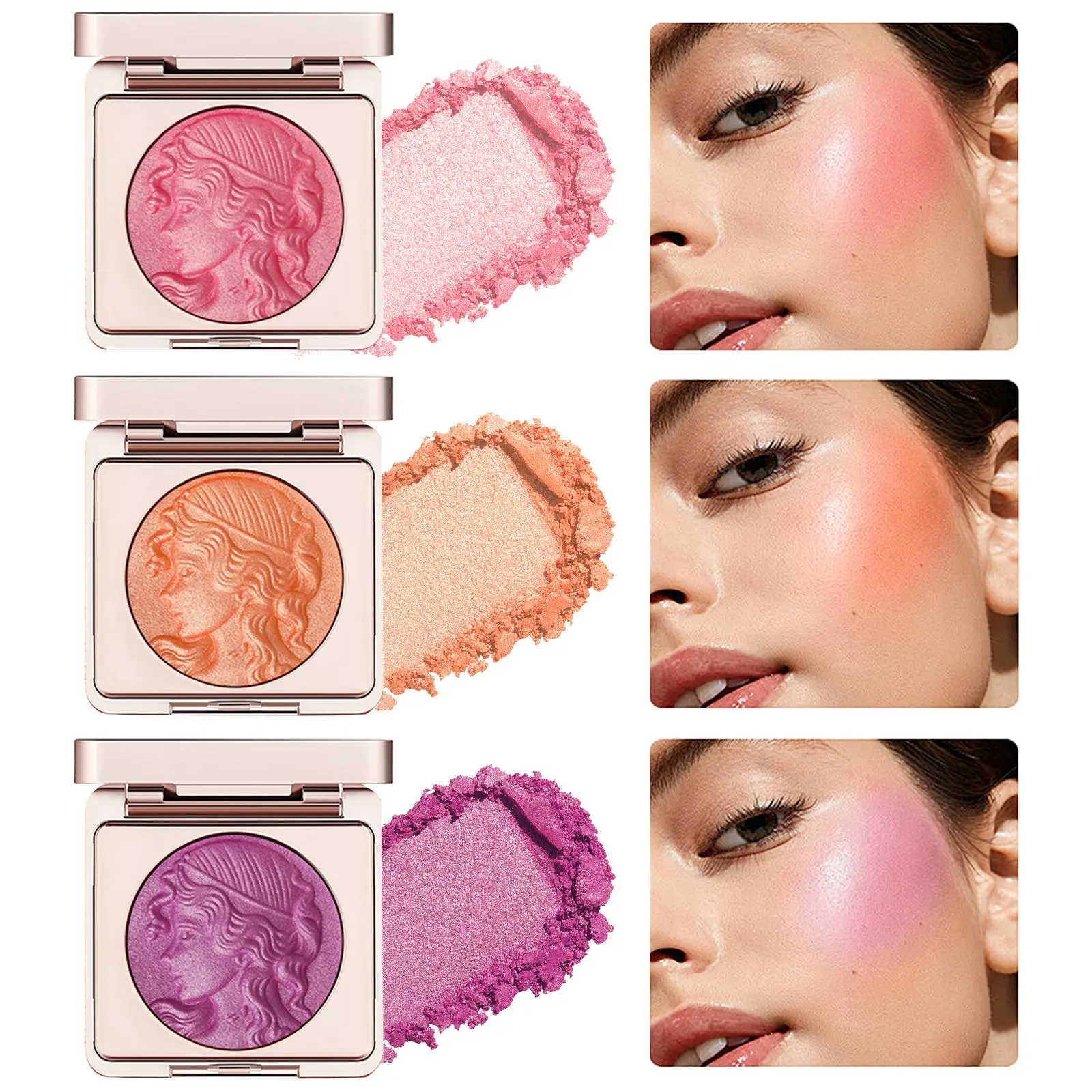 Little Angel Collection Embossed Highlight & Blush Palette - Featuring a shimmering texture and silky-fine powder, it offers long-lasting, budge-proof wear, creating a dewy, translucent makeup finish with natural radiance.