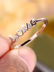 1 PC Romantic Cubic Zirconia Love Ring Heart Initial Rings For Women For Mother's Day Gift Party Jewelry