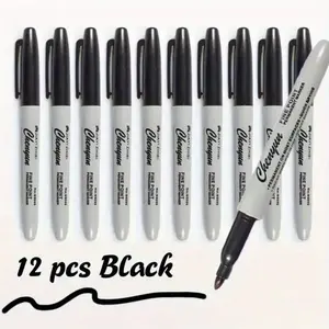 Fine Tip Permanent Marker Pen (12pcs), Quick-dry & Smudge-proof Marker Pen, Waterproof Ink Marker Pen for Daily Office Use