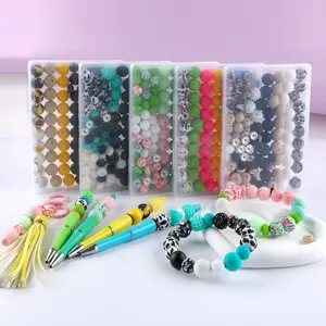 118PCS Acrylic Bubble Gum Beads for Keychain Making,Sunflower Cow Leopard Print Silicone Round Beads,Lentil Rhinestone Beads Set for Pens DIY Crafts DIY Beading Accessory