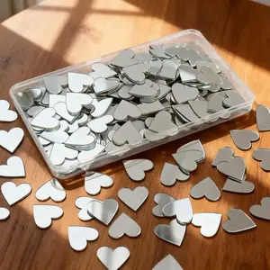 100 mini 2.5cm heart-shaped acrylic mirrors, handmade heart-shaped stickers, creative decorative materials, suitable for decorating bathrooms, bedrooms, and living rooms, Home Decor, Decoration Items