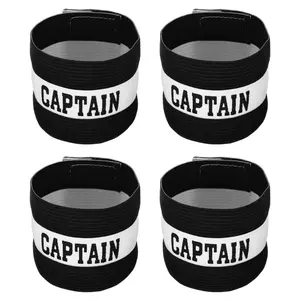 4pcs Black Elastic Captain's Armband, PC Material, Fit for Soccer Training and Sports Events