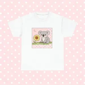 Cute Retro Koala Butterfly Graphic T-Shirt Featuring Nature Inspired Design for Comfortable Daily Wear