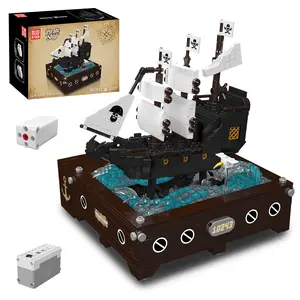 Mould King 10243 Electric Pirate Ship Dynamic Model Building Block Toy Kit Set 1280 Pieces