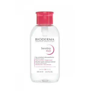 Bioderma Sensibio H2O Pump - 16.7oz Makeup Remover Cleanser for Sensitive Skin - Cucumber Extract - Alcohol-Free - Hypoallergenic & Non-Comedogenic
