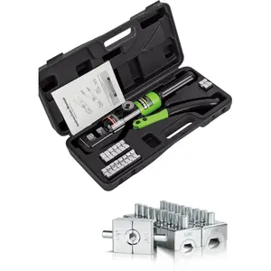 10 Tons Hydraulic Wire Battery Cable Lug Crimper Crimping Tool With 9 Pairs of Dies,1/8" Wire Rope Crimping Tool