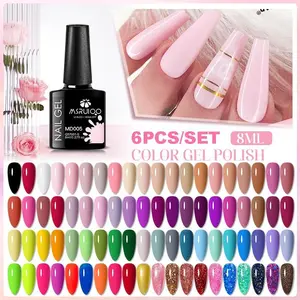 MSRUIOO Popular Gel Nail Polish Set, 6 Colors Pastel Yellow Pink Blue Gel Polish Gel Nail Polish Soak Off Nail Lamp Uv Gel Nail Kits Nail Art Manicure DIY Nail Home