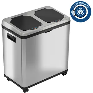 16 Gallon / 61 Liter Sensor Recycle Bin & Trash Can Stainless Steel