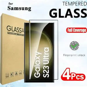 Ultra-Clear and Scratch-Resistant Protection Samsung Galaxy S26/S26 Plus/S26 Ultra/Smartphone Screen Protectors: Full-Coverage Tempered Glass (4pcs) for S25 S24 S23 S22 Models, Bubble Free, HD Clear, Touch Sensitive, 3D Curved Edge, Anti-F...