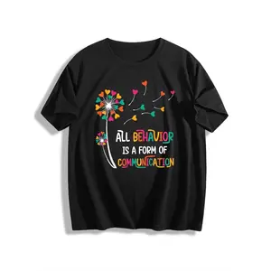 US Local Shipping Women's Crewneck Short Sleeve T Shirt Special Education Teacher Dandelion Print Casual Daily Spring Summer Premium Soft Graphic Tee For Women
