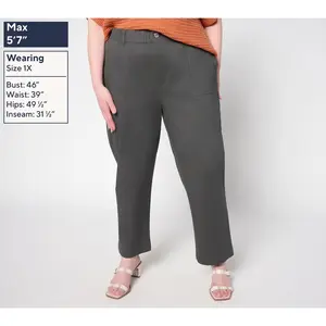 Joan Rivers Petite Signature Twill Straight Leg Ankle Pant