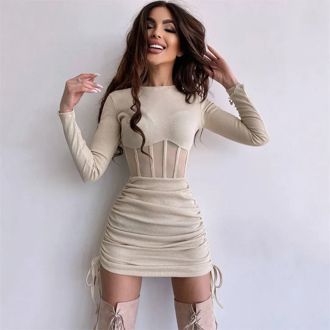 Sexy Backless Chain Round Neck Long Sleeve Wrap Hip Tight Retro French Dress - TikTok Shop Sexy Backless Chain Round Neck Long Sleeve Wrap Hip Tight Retro French Dress - TikTok Shop