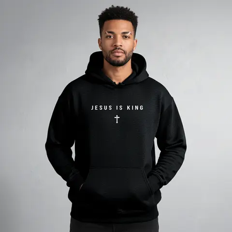 Men's Jesus Is King Cross Graphic T-Shirt - Cotton Blend Black Regular Fit | Soft & Breathable Fabric, Durable Print, Everyday Comfort, Machine Washable, minimalist religious daily wear