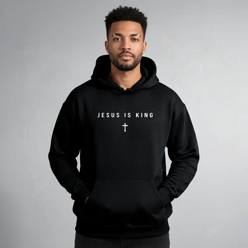Men's Jesus Is King Cross Graphic T-Shirt - Cotton Blend Black Regular Fit | Soft & Breathable Fabric, Durable Print, Everyday Comfort, Machine Washable, minimalist religious daily wear
