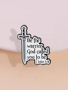 Warrior Sword Badge, Alloy Brooch Pin, Christian Inspirational Jewelry, Bible Verse Design, Men's Faith Collection, Religious Gift for Christians, American Style, Men Accessories