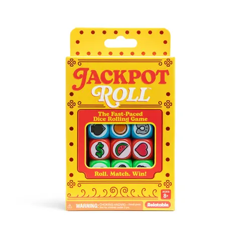 Jackpot Roll by Relatable  –  A Fast Paced Casino Themed Dice Game for Family Game Night and Games for Adults – Includes 20 Betting Tokens, 50 Cards, 12 Dice and Instructions