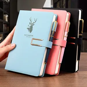 A5 Notebook with Soft Faux Leather Cover, Deer Head Logo, 200 Pages Thick Paper, Perfect for Work and Study